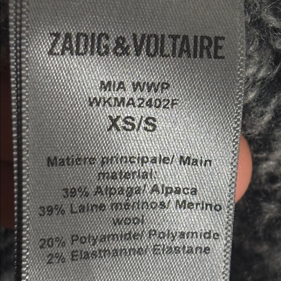 Zadig & Voltaire Alpaca Wool Blend Black and Gray Open Front Cardigan Size XS/S - Picture 12 of 12